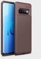Tecno - Samsung Galaxy Uyumlu S10 Plus - Kılıf Auto Focus Negro Karbon Silikon Kapak - Kahverengi