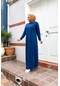 Kısa Nevrül Detaylı Sade Basic Uzun Büyük Beden Spor Elbise - 12025 - İndigo-indigo