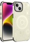 iPhone Uyumlu 14 Plus Kılıf Lopard Wireless Şarj Özellikli Desenli Hot Kapak - Gold