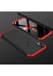 Mutcase - Huawei Uyumlu P20 Lite - Kılıf 3 Parçalı Parmak İzi Yapmayan Sert Ays Kapak - Siyah-kırmızı