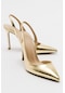 Twine Metalik Altın Kadın Topuklu Ayakkabı
