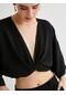 Koton Crop Kimono Oversize Kısa Geniş Kollu Kruvaze Önü Bağlamalı Siyah 4wal50010ıw 4WAL50010IW999