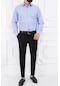 Erkek Slim Fit Dar Yaka Uzun Kol 6 Drop Mavi Gömlek-1684-mavi