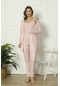 Mirano 1253 Pegasus Kumaş Sabahlıklı Bluzlu 3lü Kalpli Kadın Pijama Takımı Toz Pembe