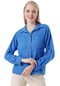 Kadın Mavi Kol Katlamalı Keten Gömlek-26794-mavi