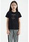 Tommy Life Siyah O Yaka Baskı Detaylı Rahat Kalıp Kız Çocuk T-shirt - 75129 Siyah