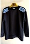 3 İplik Şardonlu Kot Love Detaylı Kadın Sweatshirt Siyah