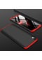 Noktaks - Xiaomi Uyumlu Xiaomi Redmi 7a - Kılıf 3 Parçalı Parmak İzi Yapmayan Sert Ays Kapak - Siyah-kırmızı