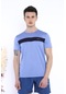 Açık Mavi Erkek Slim Fit Pamuklu Kısa Kollu Bisiklet Yaka T-Shirt-4101 - M
