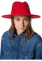 Kadın Kırmızı Kaşe Fötr Şapka-30084 - Std