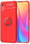 Ekılıf - Xiaomi Redmi 9a Uyumlu Kılıf Yüzüklü Karbon Ravel Silikon Kapak - Kırmızı