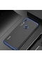 Noktaks - Huawei Uyumlu Huawei P20 Lite - Kılıf Dört Köşesi Renkli Arkası Şefaf Lazer Silikon Kapak - Mavi