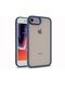 iPhone Uyumlu 8 Kılıf Lopard Kamera Çıkıntılı Arkası Şeffaf Köşeleri Parlak Renkli Işlemeli Kapak Flora - Mavi