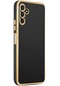 Samsung Galaxy A04s Kılıf Lopard Parlak Kenarlı Altın Işlemeli Kamera Korumalı Kapak Bark - Siyah