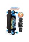Kaykay + Koruyucu Set Silikon Teker Diz Dirsek El Koruma Seti Skeleton Model Zımparalı Skateboard Mavi