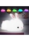 Xiaoqityh Tavşan Gece Lambası, 8 Renk Değişimi İle Sevimli Çocuk Gece Lambası, Musluk Sensörlü Silikon Bebek Gece Lambası, Çocuğun Küçük Çocuk Odası Için Taşınabilir Şarj Edilebilir Led Kreş Xiaoqityh