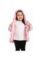 Outriverkids Kız Çocuk İçi Polarlı Kapüşonlu Penguen Şeker Desenli Kışlık Şişme Mont Pembe