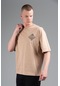 Maraton Sportswear Oversize Erkek Bisiklet Yaka Kısa Kol Basic Açık Vizon T-shirt 22694-açık Vizon