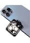 iPhone Uyumlu 12 Pro Lens Koruma Taşlı Parlak Renkli Kamera Koruyucu Cl-08 Takma Aparatıyla Koruma - Gold