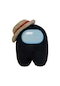 10cm Aramızda Hasır Şapkalı Peluş Oyuncak Bebek Oyun Figürü Siyah