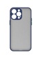Kilifone - İphone Uyumlu İphone 14 Pro Max - Kılıf Arkası Buzlu Renkli Düğmeli Hux Kapak - Lacivert