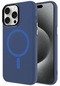 Mutcase - İphone Uyumlu İphone 15 Pro Max - Kılıf Sert Kablosuz Şarj Destekli Buzlu C-pro Magsafe Kapak - Lacivert