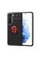 Tecno - Samsung Galaxy Uyumlu S22 Plus - Kılıf Yüzüklü Auto Focus Ravel Karbon Silikon Kapak - Siyah-kırmızı