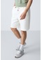 Tommy Life Ekru Pamuklu Kalın Yumuşak Dokulu Standart Fit Basic Erkek Şort - 81275 Ekru