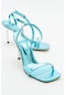 Luvishoes Edwin Metalik Mavi Kadın Topuklu Ayakkabı