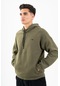 Maraton Sportswear Comfort Erkek Kapşonlu Düşük Kol Outdoor Haki Sweatshirt 22678-haki