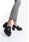 Kadın Guzi İnce Tokalı 8 CM Topuklu Platformlu Ayakkabı-Siyah Rugan1