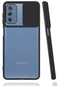 Samsung Galaxy M52 Kılıf Lopard Slayt Sürgülü Kamera Korumalı Renkli Silikon Kapak - Siyah