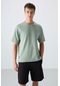 Tommy Life Açık Yeşil Pamuklu Kalın Yumuşak Dokulu Oversize Fit Basic Erkek T-shirt - 88349 CAMEL
