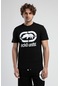 Marc Siyah B Bisiklet Yaka Baskılı Standard Fit Erkek Tshirt Siyah Beyaz