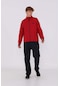 Maraton Sportswear Comfort Erkek Dik Yaka Düz Paça Uzun Kol Basic Kırmızı Eşofman Takımı 19089-kırmızı