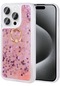 Mutcase - İphone Uyumlu İphone 15 Pro - Kılıf Yüzüklü Simli Sıvılı Milce Kapak - Pembe