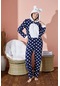 Kadın Polar Boydan Fermuarlı Tulum Peluş Kapşonlu Pijama Waynap 8500- 1001