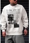 Erkek Kırık Beyaz Krem Ekru 1997 Baskılı 0 Sıfır Yaka Oversize Salaş Bol Kesim Polar Sweatshirt-beyaz Beyaz