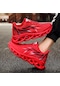 Siyah&kırmızı Erkek Alev Baskılı Spor Ayakkabı Rahat Koşu Ayakkabısı Açık Erkek Spor Ayakkabı