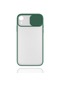 Tecno - İphone Uyumlu İphone Xr 6.1 - Kılıf Slayt Sürgülü Arkası Buzlu Lensi Kapak - Koyu Yeşil