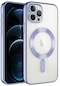 iPhone Uyumlu 11 Pro Max Kılıf Şeffaf Renkli Yumuşak Kamera Lens Korumalı Magsafe Şarj Kapak Demre - Lila