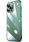 iPhone Uyumlu 13 Pro Kılıf Sert Pc Renkli Çerçeveli Lopard Riksos Kapak - Koyu Yeşil