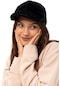 Kadın Siyah Siperli Peluş Şapka-24008 - Std