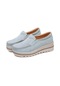 Gri Kadın Flats Spor Ayakkabı Slip On Flats Deri Süet Bayan Loafer'lar Mokasen Günlük Ayakkabılar Creepers Gri