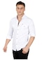 Deepsea Erkek Beyaz Fitilli Çıtçıtlı Kot Gömlek 300421