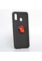Kilifone - Samsung Uyumlu Galaxy A20 - Kılıf Yüzüklü Auto Focus Ravel Karbon Silikon Kapak - Siyah-kırmızı