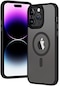 iPhone Uyumlu 14 Pro Max Magsafe Destekli Kamera Çıkıntılı Arkası Mat Şeffaf Hibrit Kılıf - Siyah