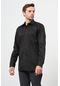 Siyah Uzun Kol Düz Bez Ayağı 041 Sert Yaka Classic Comfort Fit Gömlek 1004245323 Siyah