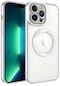 iPhone Uyumlu 13 Pro Max Kılıf Magsafe Wireless Şarj Özellikli Lopard Setro Silikon - Gümüş