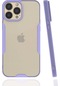 Noktaks - İphone 13 Pro Max Uyumlu - Kılıf Kenarı Renkli Arkası Şeffaf Parfe Kapak - Mor
